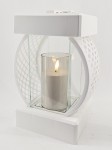 Znicz Lampion Glamur Koło Rattan -PURE WHITE 