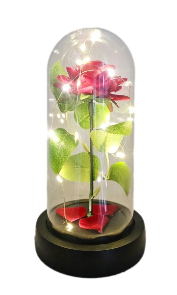 WIECZNA RÓŻA W SZKLE LED - czerwona