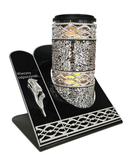 Znicz Lampion Witraż AKRYL SOLAR-srebrny