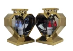 Metalowy znicz SERCE M Gold + LED