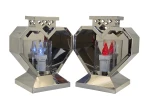 Metalowy znicz SERCE M Silver + LED 