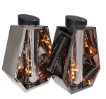 Lampion Solarny DUŻY SL2542 czarny/ srebrny