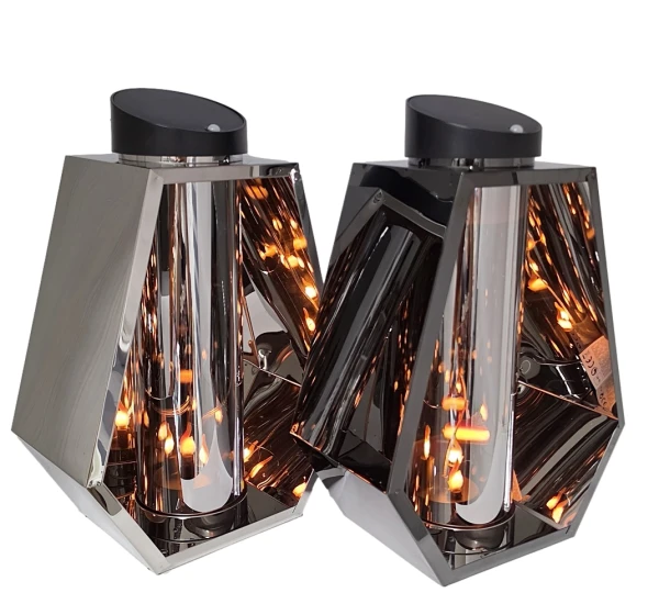 Lampion Solarny DUŻY SL2542 czarny/ srebrny