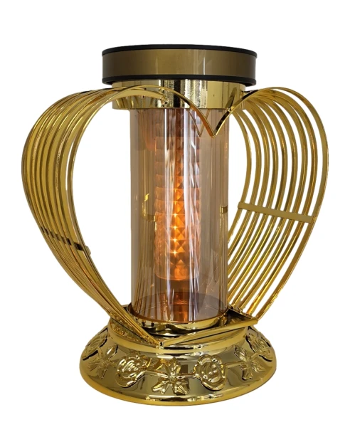Lampion Solarny Golden Light Serce metal
